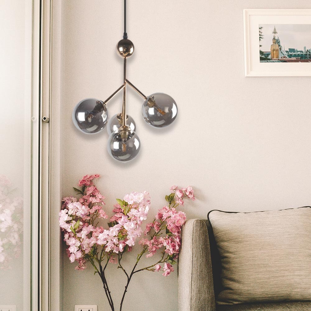 Elegant Four Moon Hanging Light - Modern Decorative Pendant Fixture for Living Room, Bedroom, and Dining Area