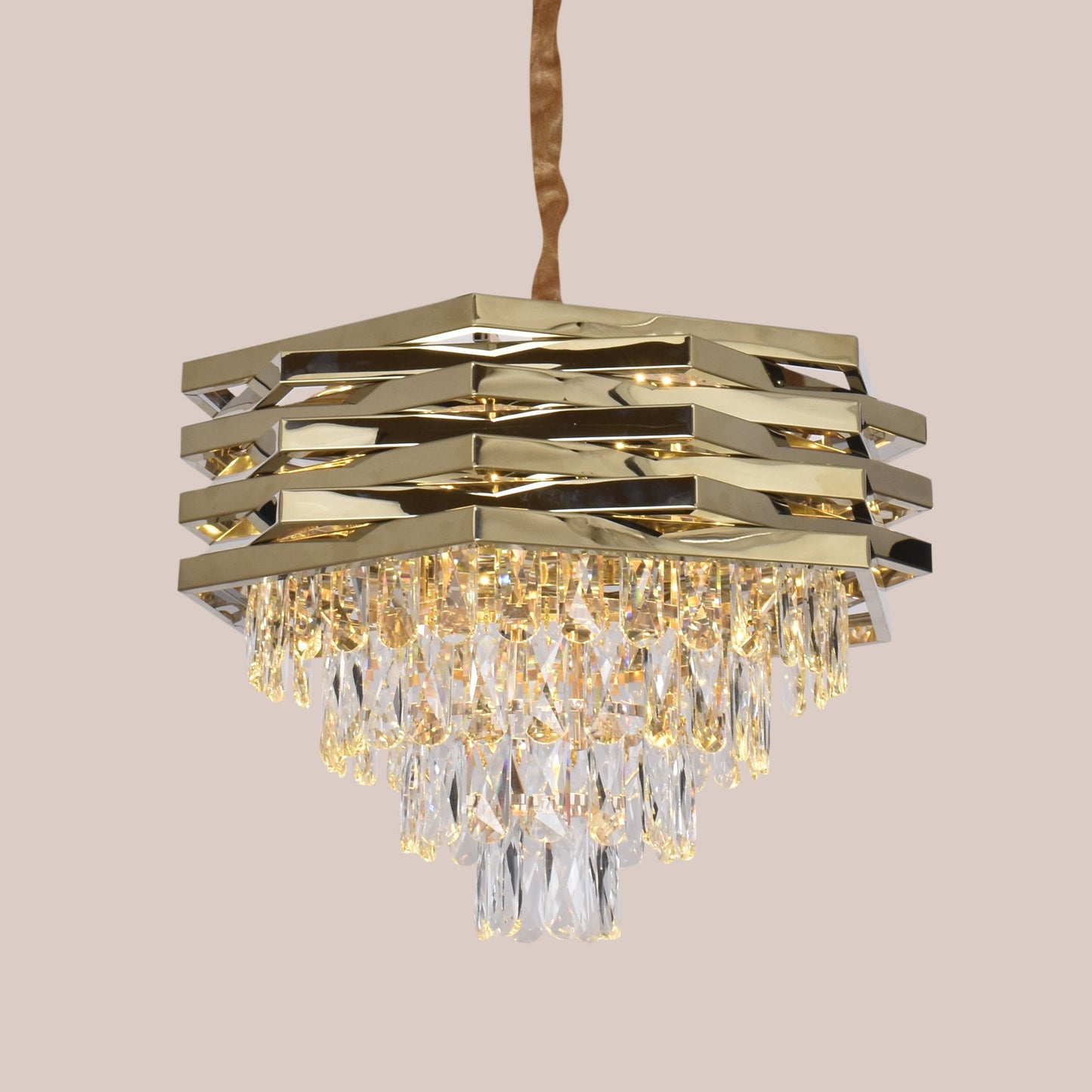 Modern Hexagon Crystal Pendant Chandelier – Unique Home and Villa Decor Lighting - Size 50MM