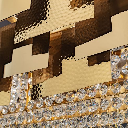 Golden Bricks Chandelier – Contemporary Pendant Light for Modern Home Décor