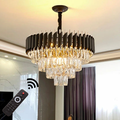 Black Mamba Round Chandelier – RGB + 3-Color Bluetooth Lighting with Remote Control & Rotating Feature