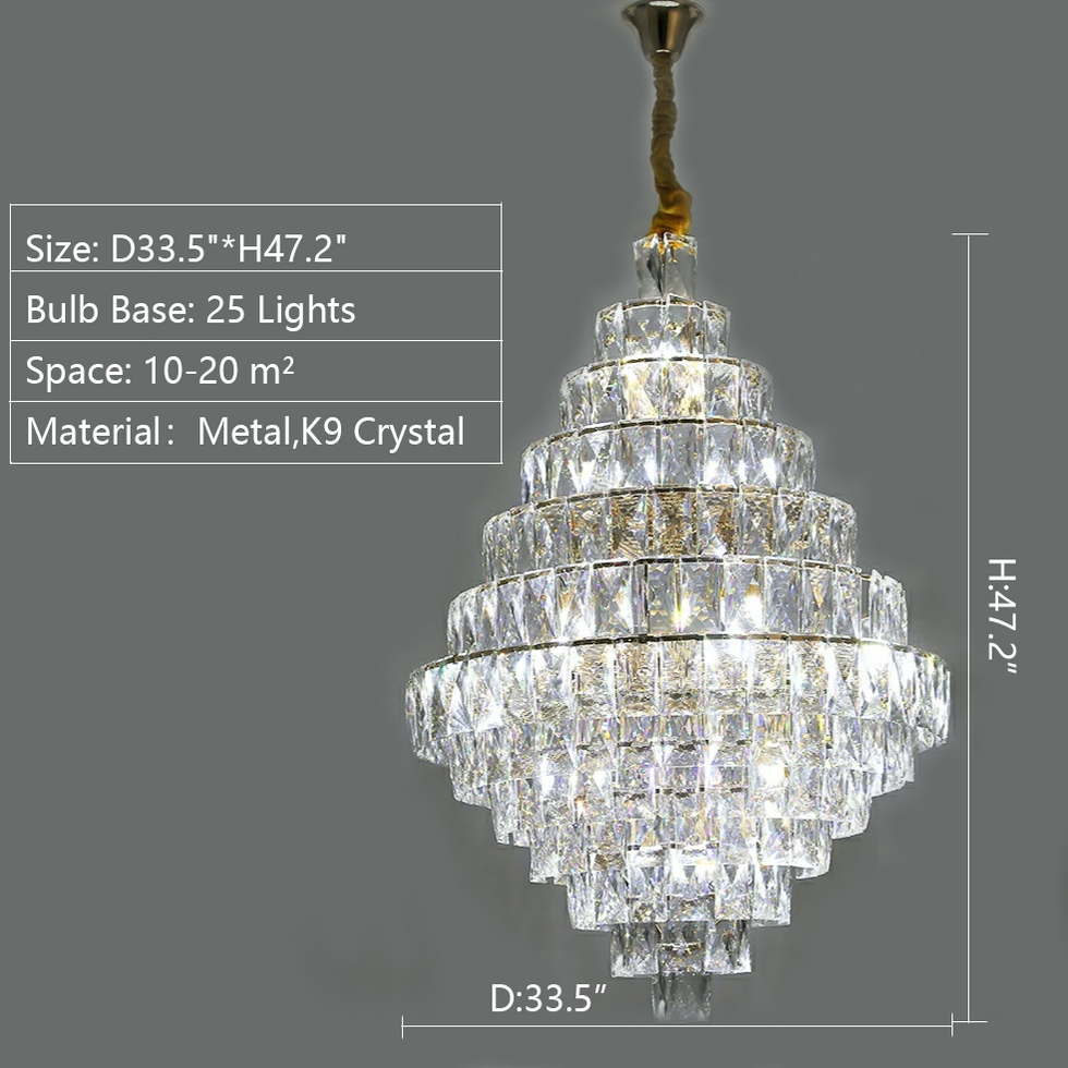 Extra Large Crystal Chandelier – Luxury Foyer Ceiling Light for Living Room, Entrance, and Staircase