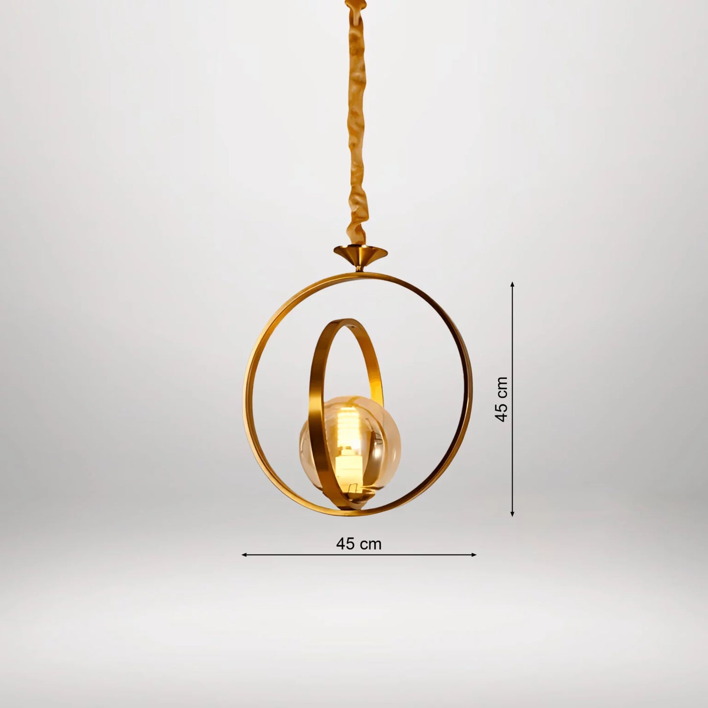 Golden Orbit LED Pendant Light - Stunning Hanging Fixture for Dining Rooms and Living Spaces