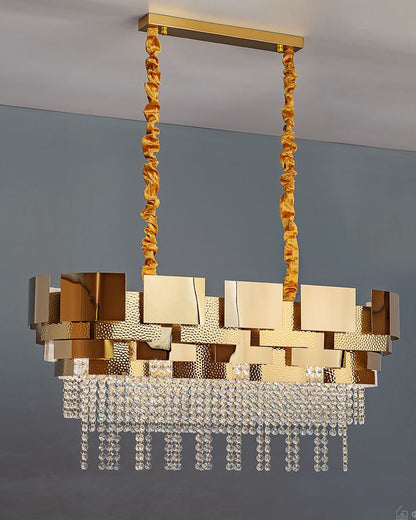 Golden Bricks Chandelier – Contemporary Pendant Light for Modern Home Décor