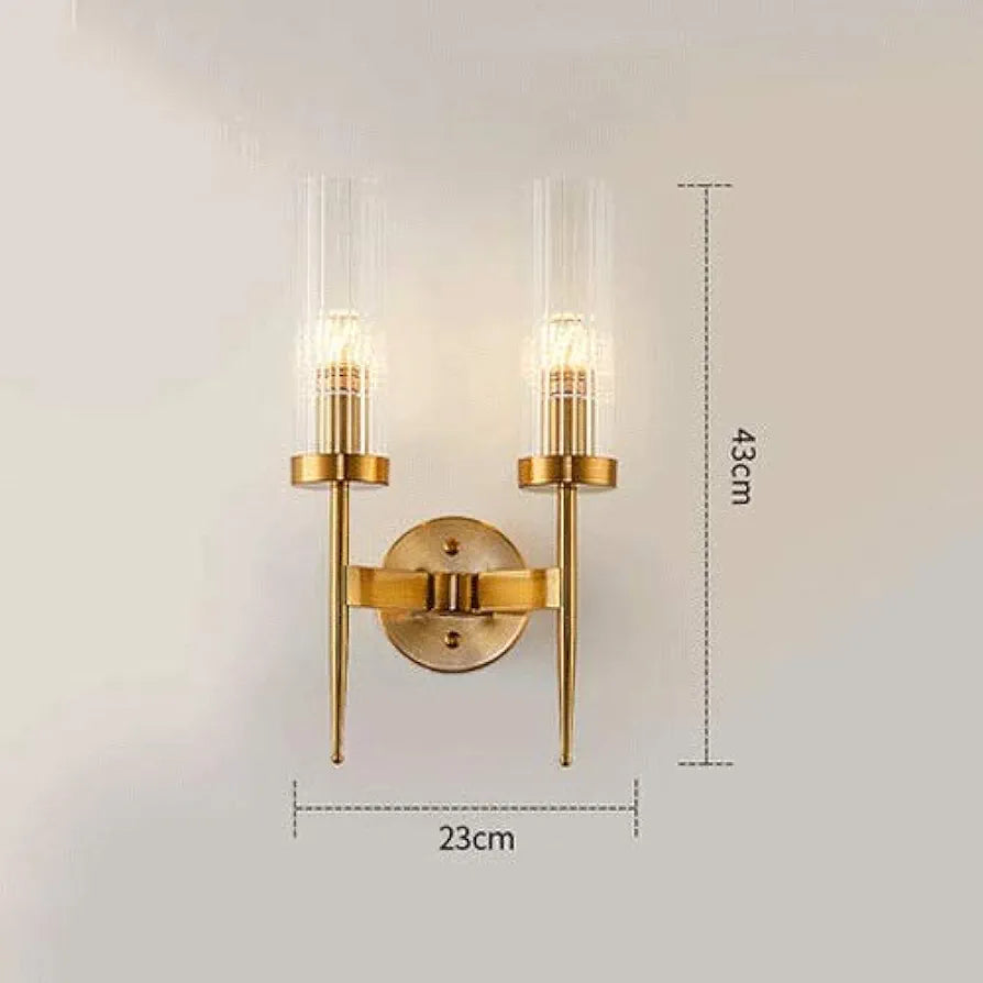 Nordic Gold Wall Lamp with Clear Glass Shade - Geometric Metal Sconce for Bedroom, Living Room, and Stair Decoration