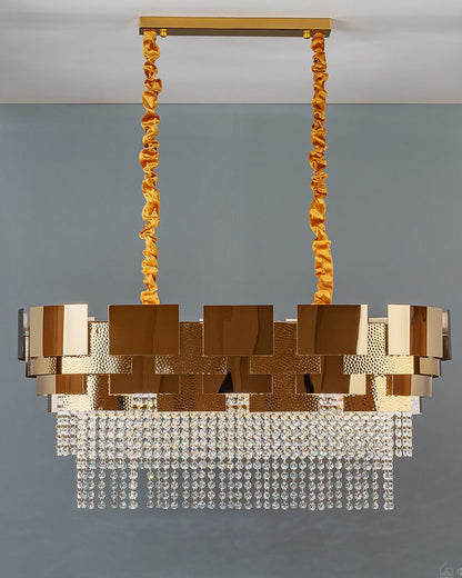 Golden Bricks Chandelier – Contemporary Pendant Light for Modern Home Décor