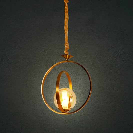 Golden Orbit LED Pendant Light - Stunning Hanging Fixture for Dining Rooms and Living Spaces