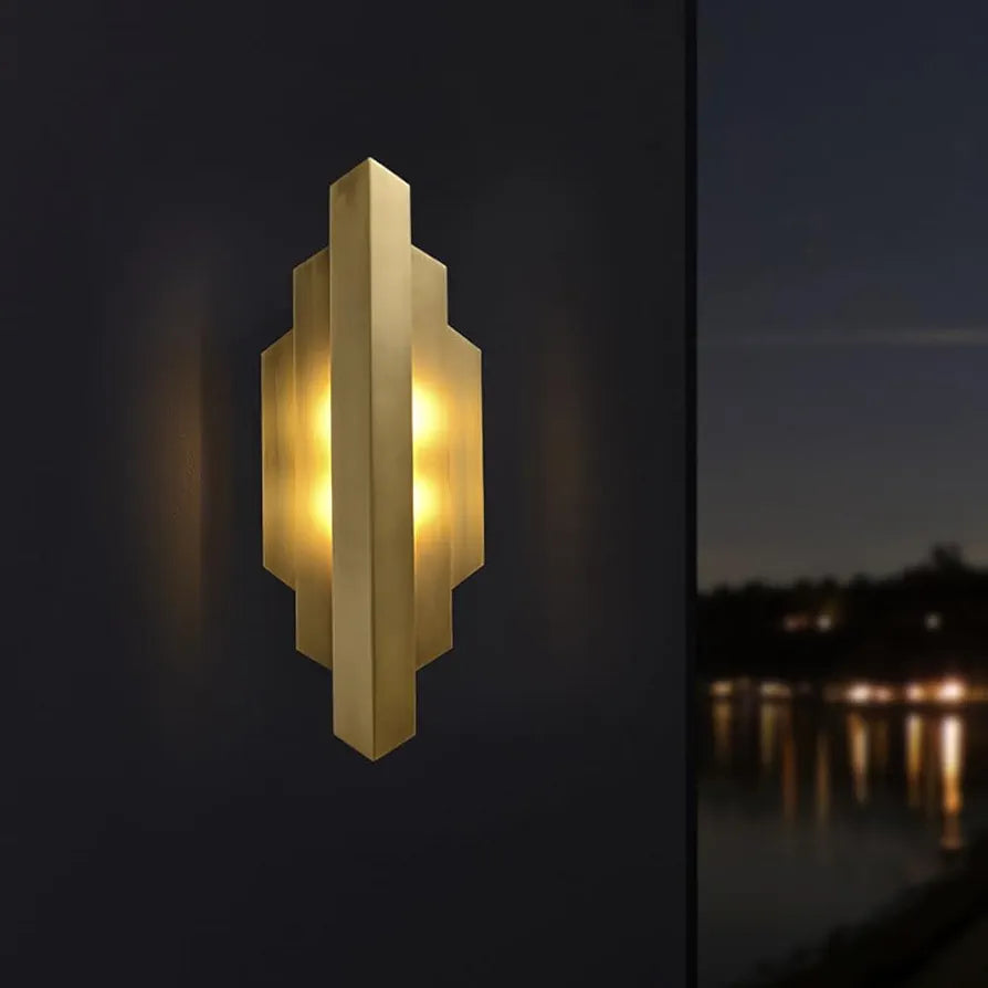 Brass Wall Mounted Lamp - Gold Indoor Up Down Wall Lighting with G9 Socket for Bedroom, Living Room, Stairway, and Entryway (H: 45cm) - Modern Nordic Wall Light Fixture