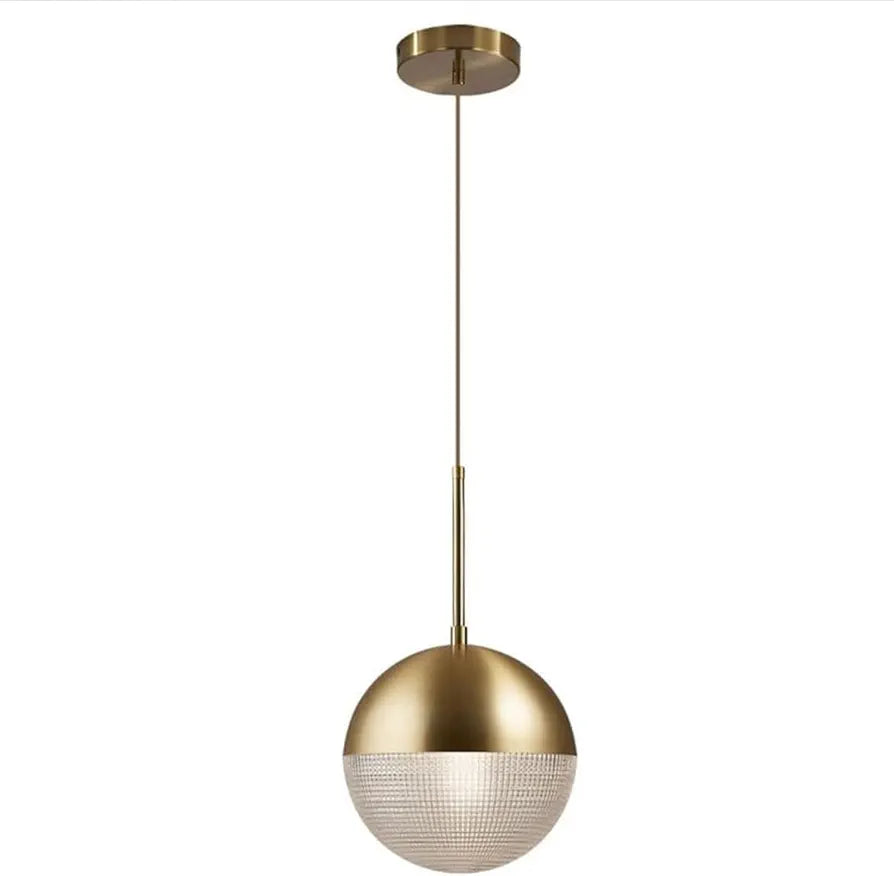 Modern Spherical Chandelier - Antique Light Fixture with Round Glass Globe Lampshade for Bedside, Entryway, and Porch Decor