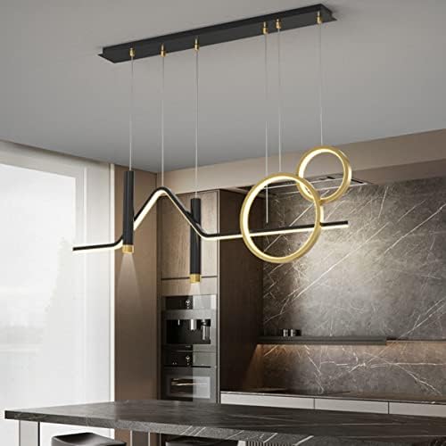 Black Gold Body Wave LED Chandelier Pendant Light - Elegant Hanging Lamp for Modern Décor