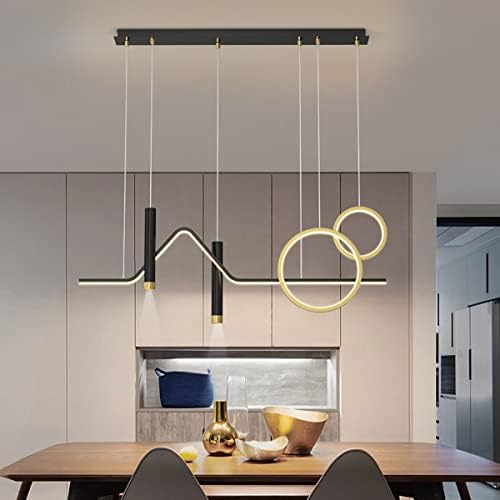 Black Gold Body Wave LED Chandelier Pendant Light - Elegant Hanging Lamp for Modern Décor