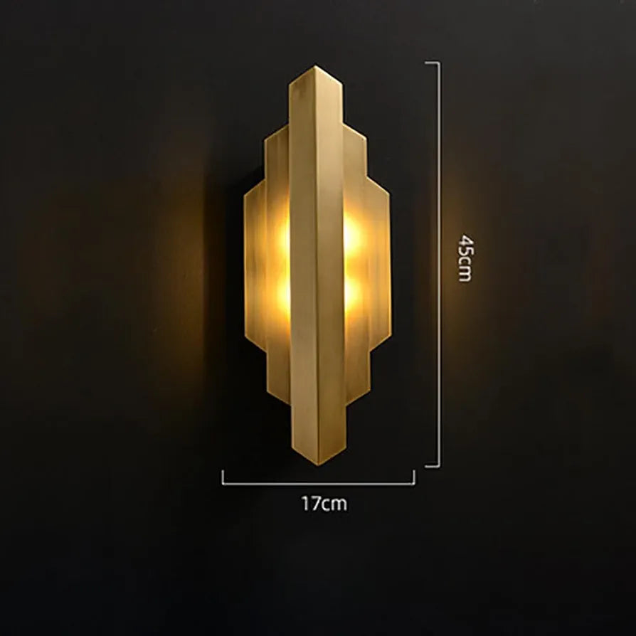 Brass Wall Mounted Lamp - Gold Indoor Up Down Wall Lighting with G9 Socket for Bedroom, Living Room, Stairway, and Entryway (H: 45cm) - Modern Nordic Wall Light Fixture