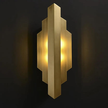 Brass Wall Mounted Lamp - Gold Indoor Up Down Wall Lighting with G9 Socket for Bedroom, Living Room, Stairway, and Entryway (H: 45cm) - Modern Nordic Wall Light Fixture