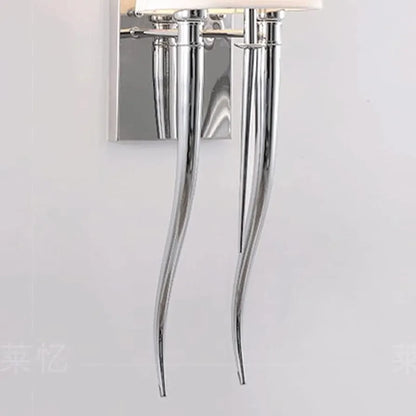 Chrome Metal Wall Light with Fabric Shade - Post Modern Artistic Wall Mount Lamp for Indoor Chandelier, E27 (Dark, 65cm)