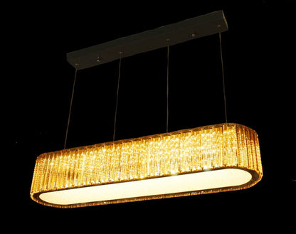 Modern Rectangular Crystal Suspension Chandelier – Elegant Height-Adjustable Lighting for Home & Hotel