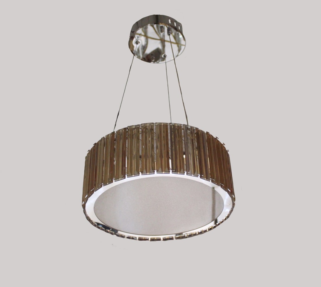 Crystal Decor Round Ceiling Pendant Chandelier – Height Suspension with Color-Changing LED Light