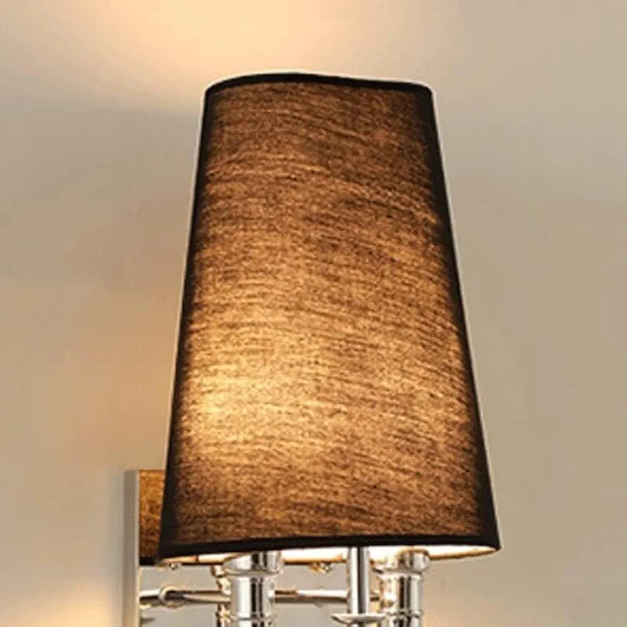 Chrome Metal Wall Light with Fabric Shade - Post Modern Artistic Wall Mount Lamp for Indoor Chandelier, E27 (Dark, 65cm)