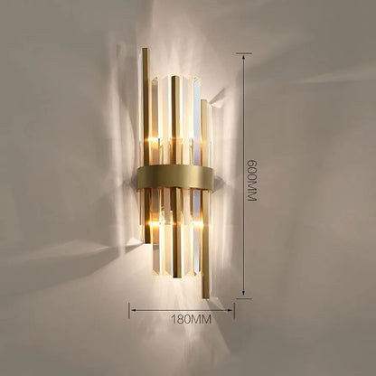 Classic Gold Crystal Wall Sconce - Elegant Modern Wall Light for Living Room Decor