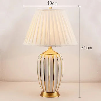 Vintage Table Lamp Ceramic Table Lamps Handmade Lamp Body With Fabric Shade For Living Room Bedroom Bedside Table Lamp Night Light For Bedroom