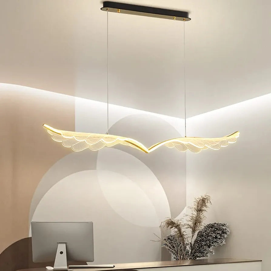 Dimmable Modern Acrylic Wing LED Pendant Light - Elegant Chandelier for Dining Room & Kitchen Island Decor