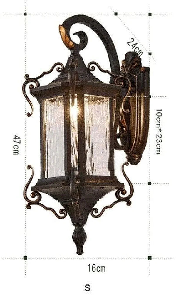 Vintage Outdoor Waterproof Wall Lantern – Rustproof Aluminum Glass Sconce for Garden and Courtyard Lighting