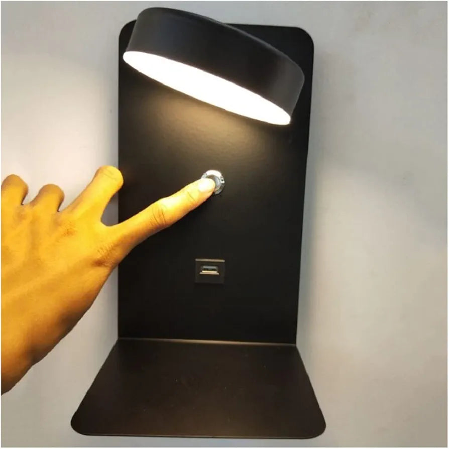 Led Black Swing Adjustable LED Wall Light With USB Charging - Warm White