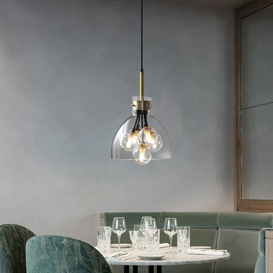 European Pendant Lighting Fixture with Clear Glass - Elegant Hanging Light for Timeless Decor