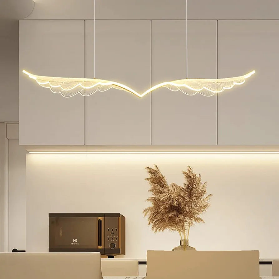 Dimmable Modern Acrylic Wing LED Pendant Light - Elegant Chandelier for Dining Room & Kitchen Island Decor