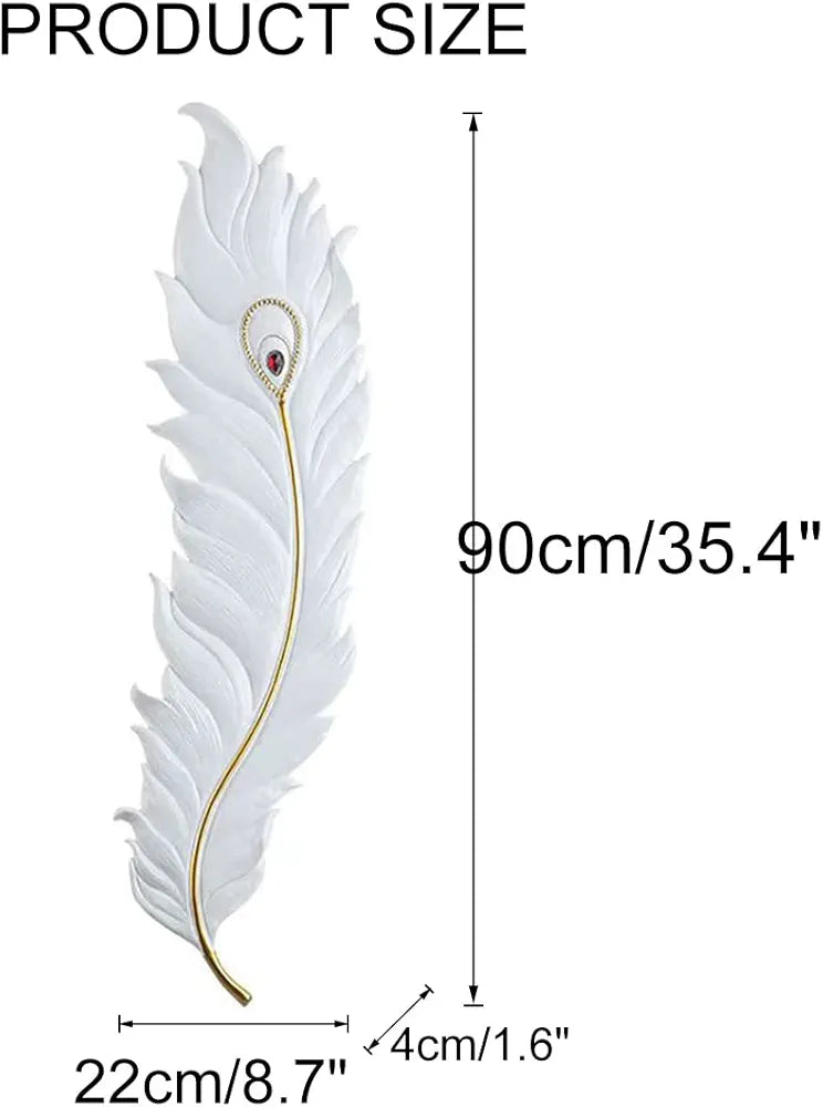 Krishna Ji Feather Wall Lamp - Elegant White Wall Lighting, 21W Dimmable LED Sconce with 3000K-6000K for Bedroom, Living Room, and Hallway Decor