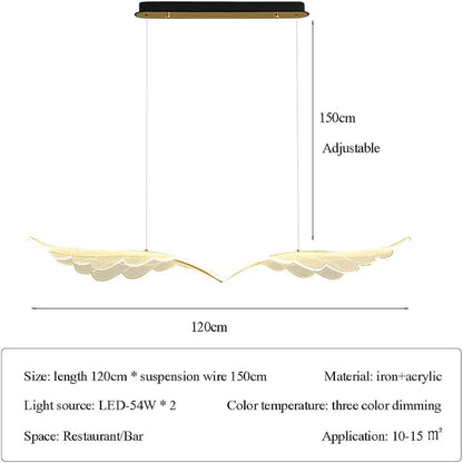 Dimmable Modern Acrylic Wing LED Pendant Light - Elegant Chandelier for Dining Room & Kitchen Island Decor