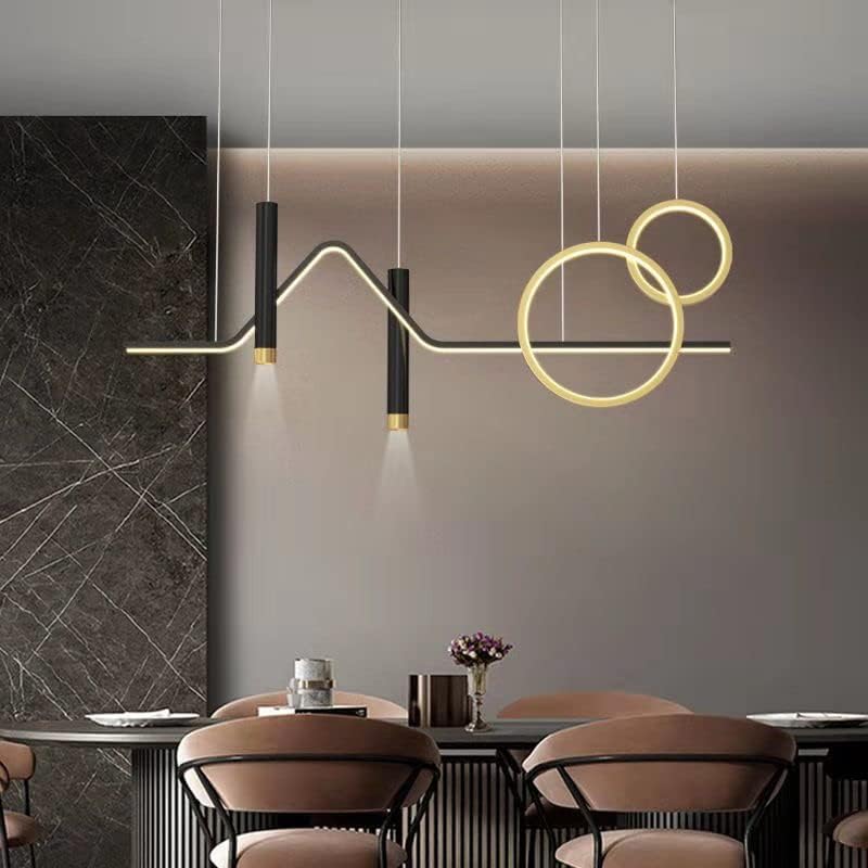 Black Gold Body Wave LED Chandelier Pendant Light - Elegant Hanging Lamp for Modern Décor