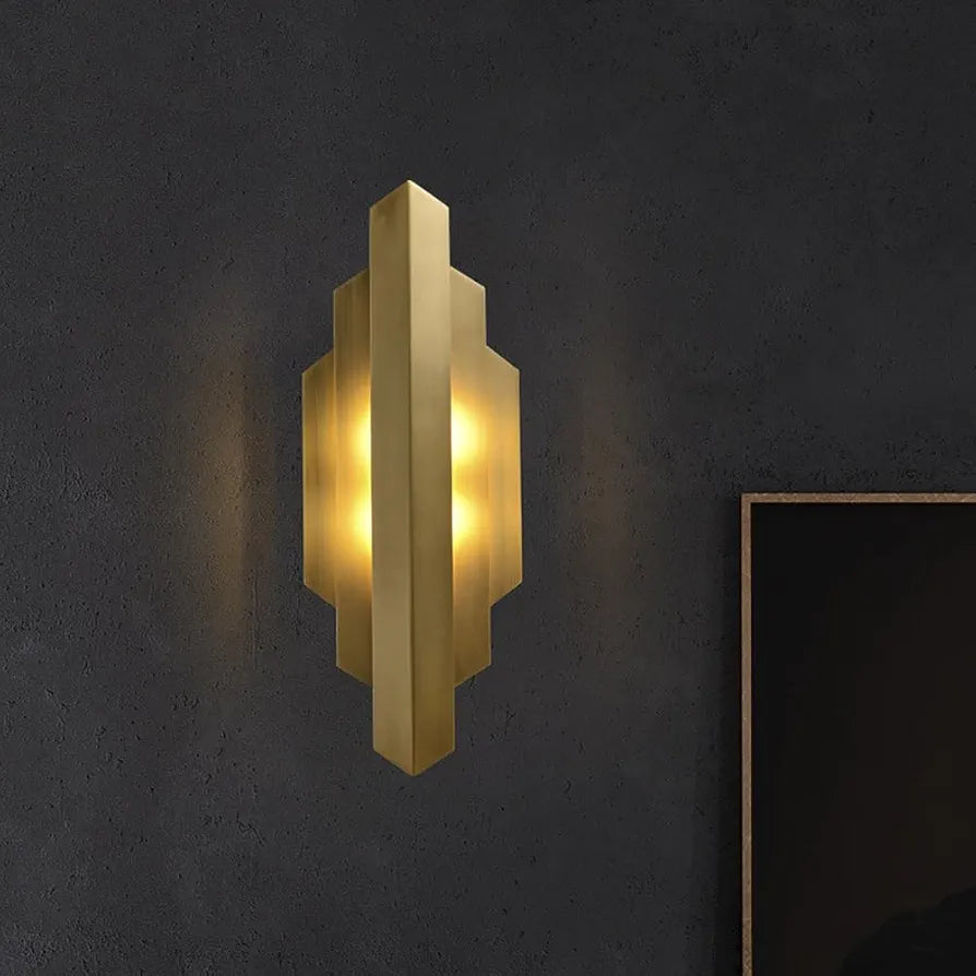 Brass Wall Mounted Lamp - Gold Indoor Up Down Wall Lighting with G9 Socket for Bedroom, Living Room, Stairway, and Entryway (H: 45cm) - Modern Nordic Wall Light Fixture