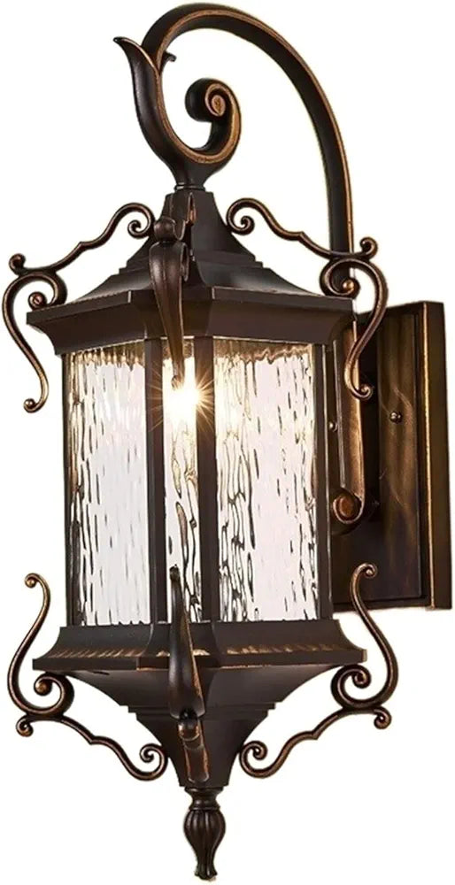 Vintage Outdoor Waterproof Wall Lantern – Rustproof Aluminum Glass Sconce for Garden and Courtyard Lighting