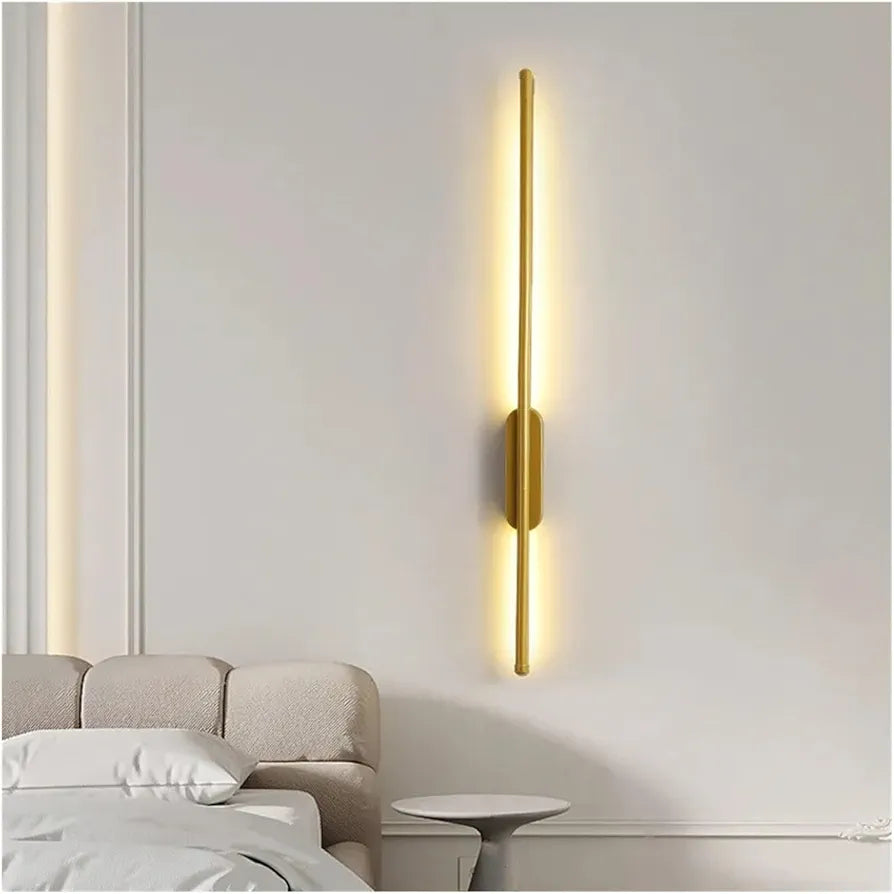 Strip LED Living Room Wall Light - Modern Full Copper Wall Lighting for Sofa Background and Bedroom Bedside - Height 1200mm