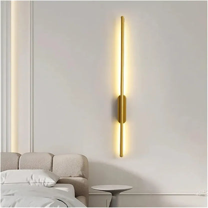 Strip LED Living Room Wall Light - Modern Full Copper Wall Lighting for Sofa Background and Bedroom Bedside - Height 1200mm