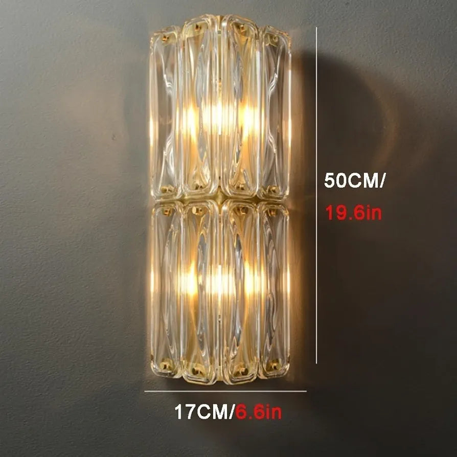 Water Pattern Glass Wall Sconces - Gold E14 Luxury Vanity Wall Light Fixtures for Bathroom, Bedroom, and Hallway