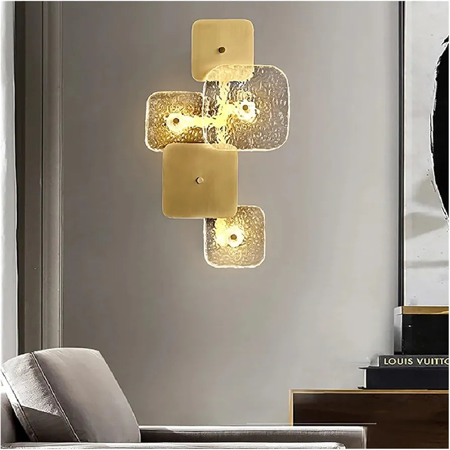 Water Ripples Glass Gold Luster Dimmable LED Copper Lamp - Luxury Indoor Light Fixture for Elegant Home Decor