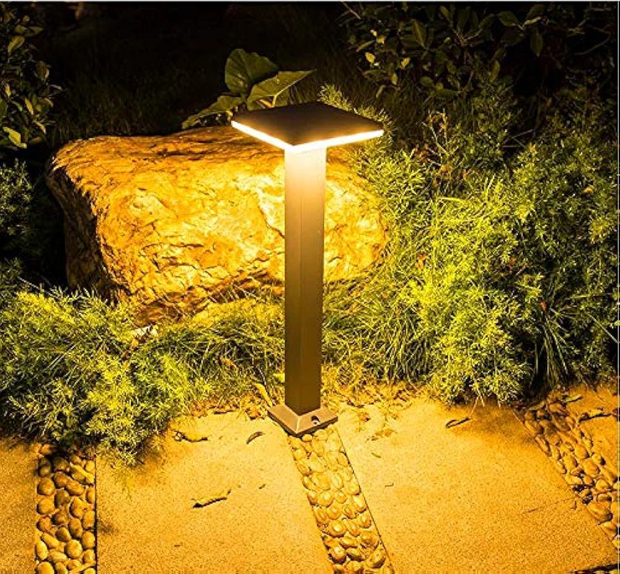 LED Outdoor Path Light - Black Cast Aluminum, Waterproof IP65, 40 cm Height, 12W, 3000K Garden Lamp/Bollard Light/Post Light/Floor Lamp