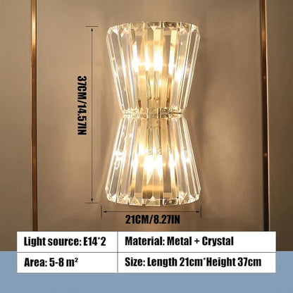 Up Down Wall Lamp – 2-Light Modern Crystal Sconce for Bathroom, Vanity, and Bedroom, Gold Metal Linear Design