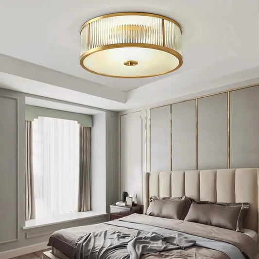 Modern Classic Luxury Copper Ceiling Lamp - Round Pendant Light for Bedroom, Balcony, and Entrance