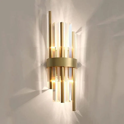 Classic Gold Crystal Wall Sconce - Elegant Modern Wall Light for Living Room Decor