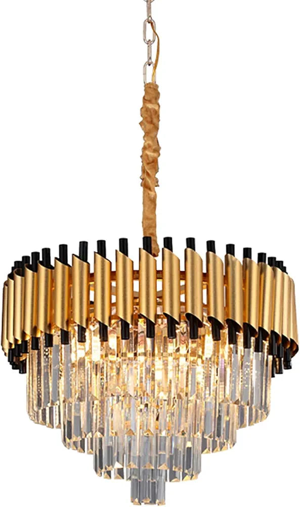 Modern Decorative Black and Gold Crystal Chandelier – Elegant Ceiling Lamp for Living Rooms & Restaurants