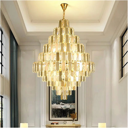 Luxury Crystal Chandeliers for Villas & Duplexes – Grand Lighting for Hotel Lobbies and Large Living Rooms