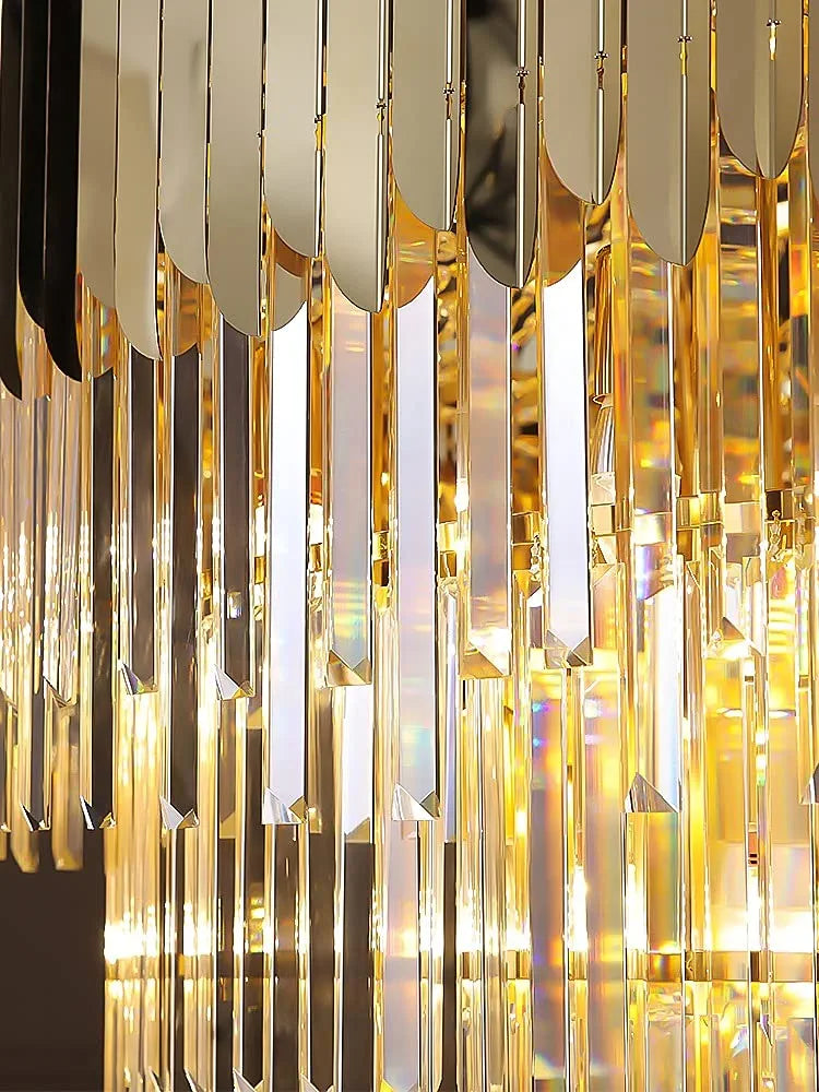 High-End Gold Crystal Chandelier - Luxury LED Lighting for Villas & Grand Living Rooms