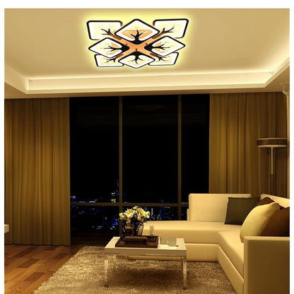 Elegant Brown Square Chandelier Ceiling Light - Modern Metal Design for Living Room