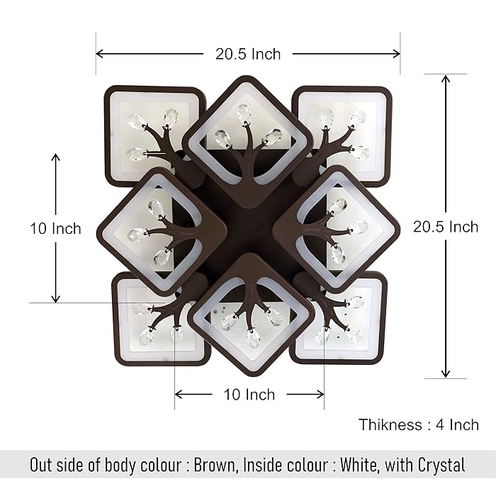 Elegant Brown Square Chandelier Ceiling Light - Modern Metal Design for Living Room