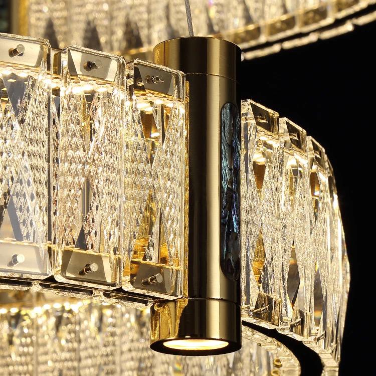 Mercedes Ceiling Lamp - Crystal and Gold Design with 2 Rings, 40+60 cm for Elegant Home Lighting