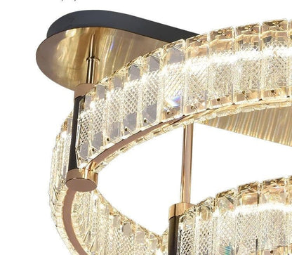 Mercedes Ceiling Lamp - Crystal and Gold Design with 2 Rings, 40+60 cm for Elegant Home Lighting