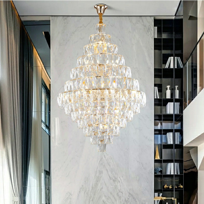 Extra Large Crystal Chandelier – Luxury Foyer Ceiling Light for Living Room, Entrance, and Staircase