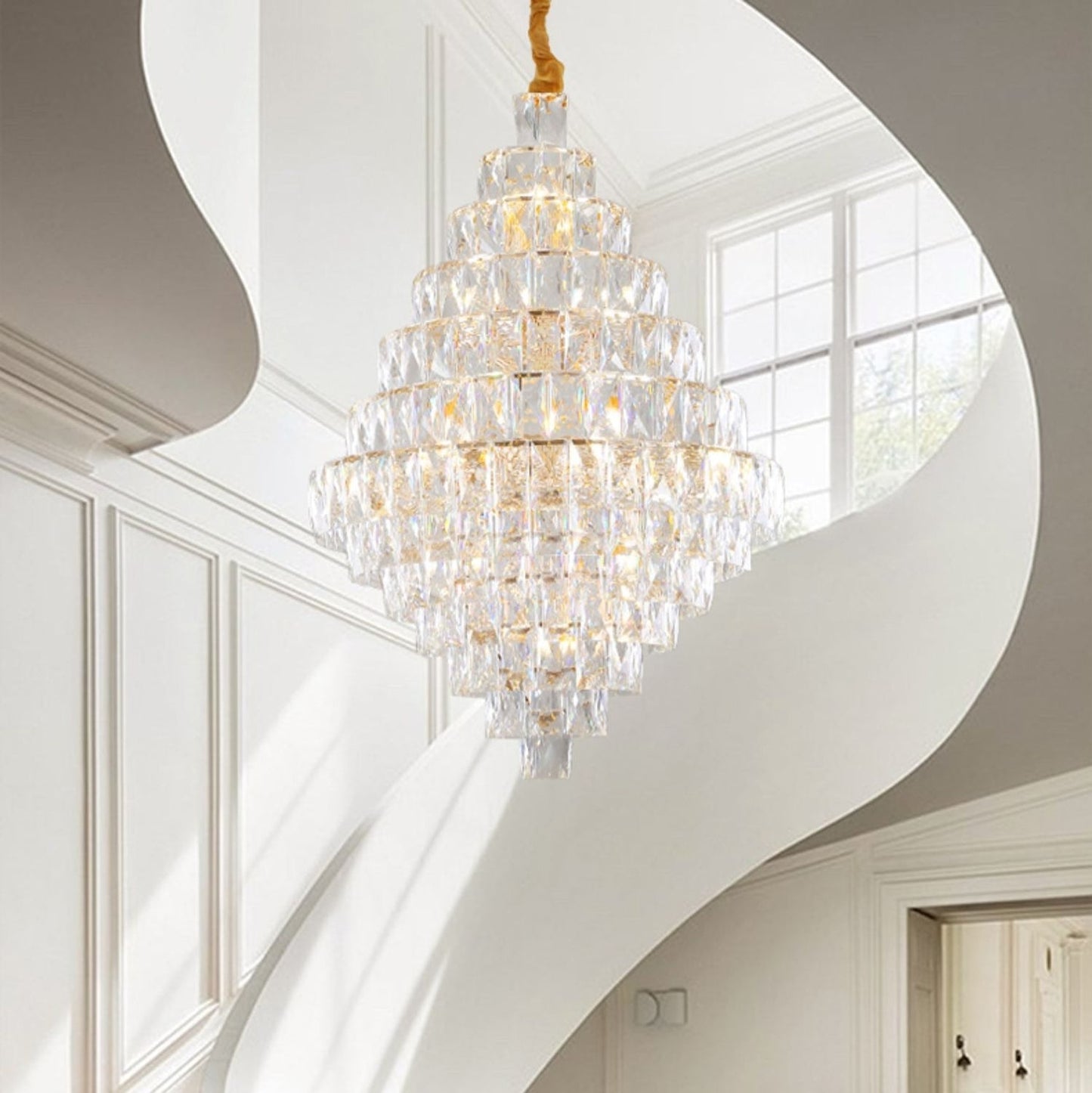 Extra Large Crystal Chandelier – Luxury Foyer Ceiling Light for Living Room, Entrance, and Staircase