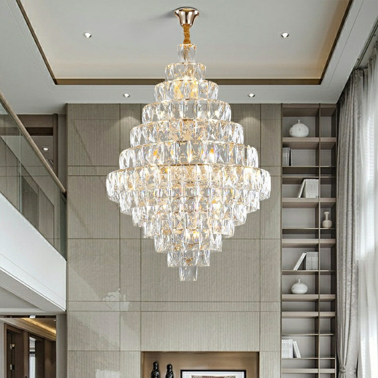 Extra Large Crystal Chandelier – Luxury Foyer Ceiling Light for Living Room, Entrance, and Staircase